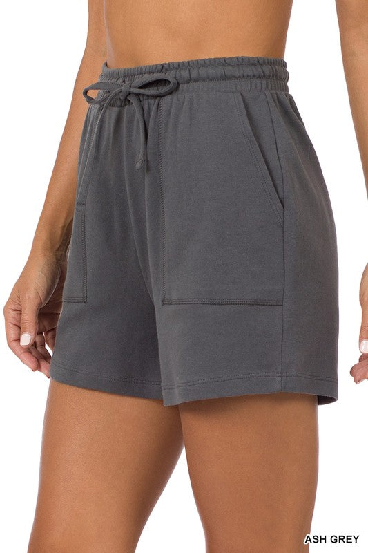 COTTON DRAWSTRING WAIST SHORTS