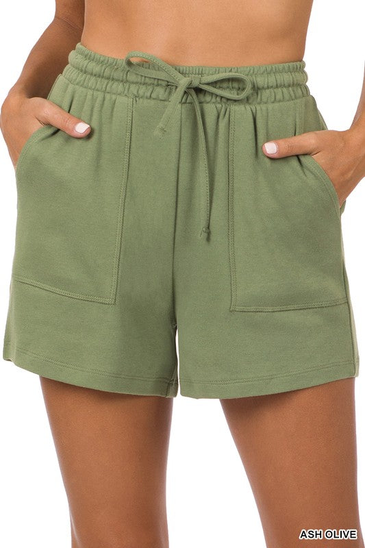 COTTON DRAWSTRING WAIST SHORTS