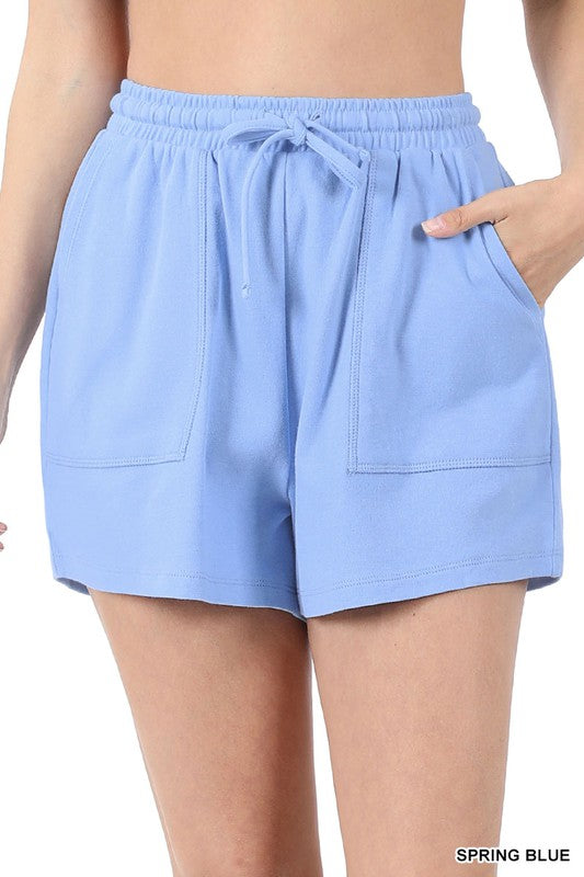 COTTON DRAWSTRING WAIST SHORTS