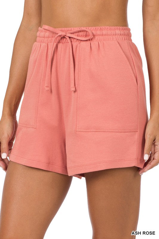 COTTON DRAWSTRING WAIST SHORTS