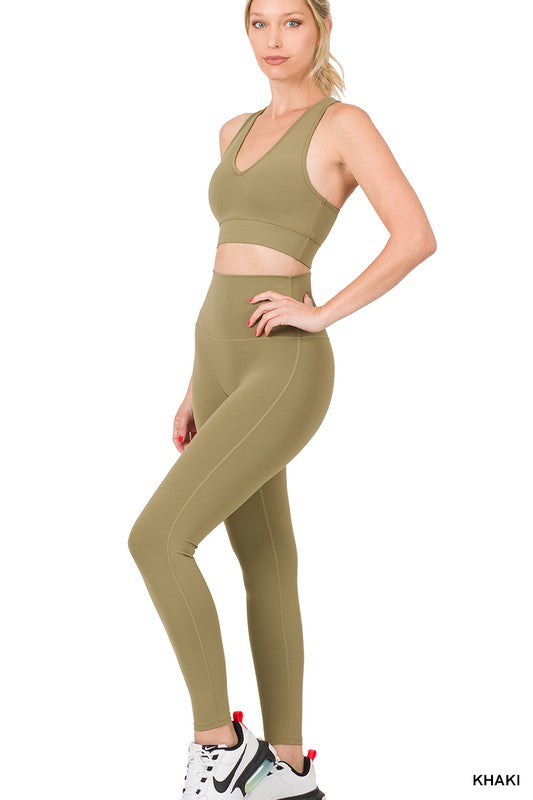 ATHLETIC RACERBACK TANK TOP & LEGGINGS SET