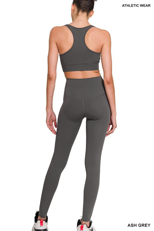 ATHLETIC RACERBACK TANK TOP & LEGGINGS SET