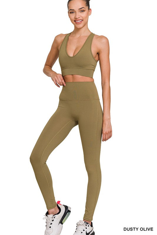 ATHLETIC RACERBACK TANK TOP & LEGGINGS SET