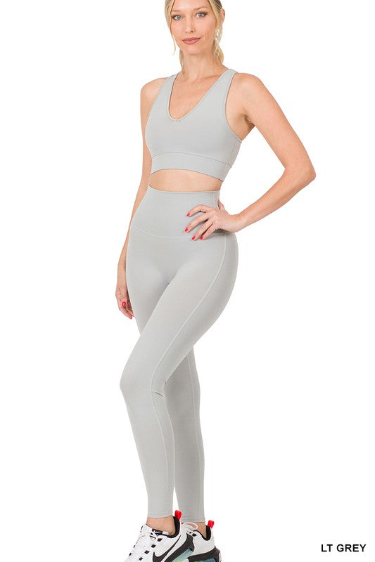 ATHLETIC RACERBACK TANK TOP & LEGGINGS SET