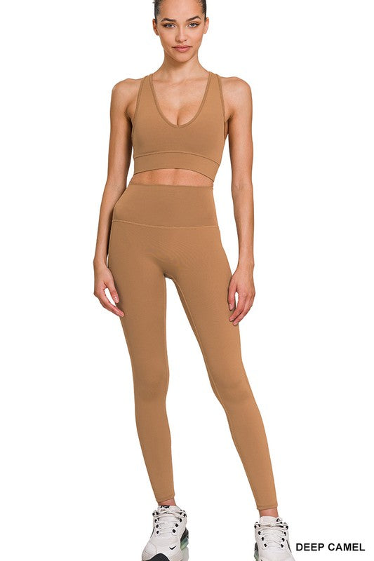 ATHLETIC RACERBACK TANK TOP & LEGGINGS SET
