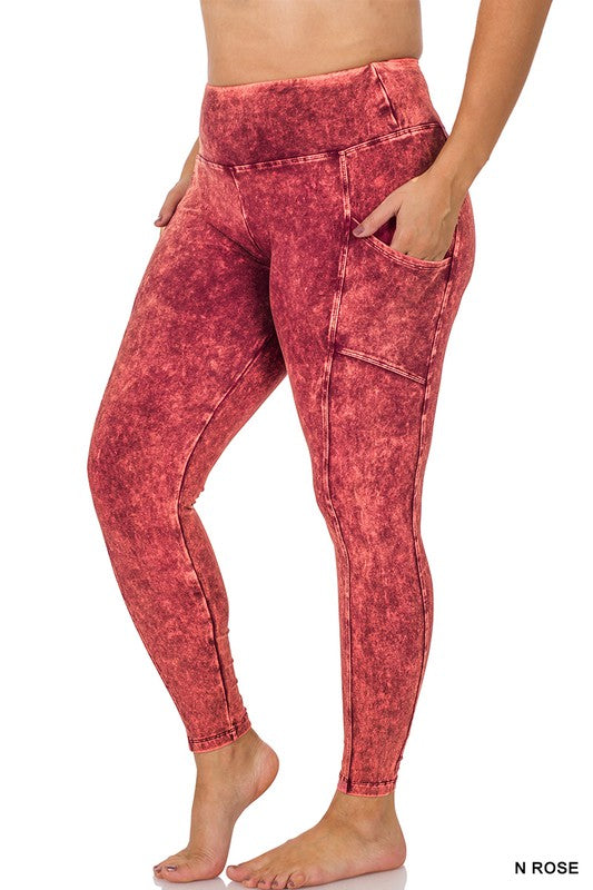 PLUS MINERAL WASH WIDE WAISTBAND FULL LEGGINGS