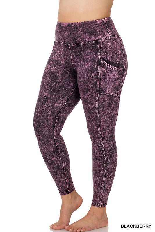 PLUS MINERAL WASH WIDE WAISTBAND FULL LEGGINGS