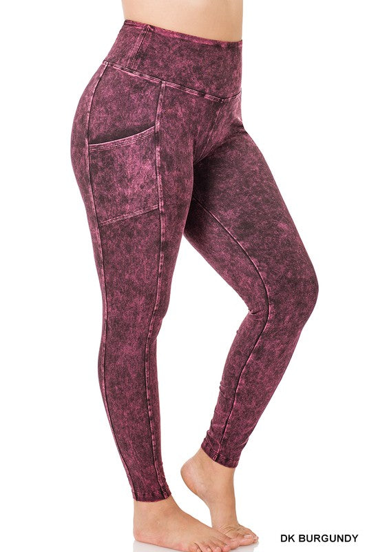 PLUS MINERAL WASH WIDE WAISTBAND FULL LEGGINGS