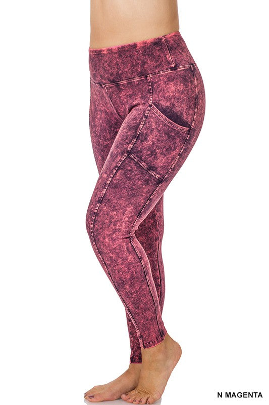 PLUS MINERAL WASH WIDE WAISTBAND FULL LEGGINGS