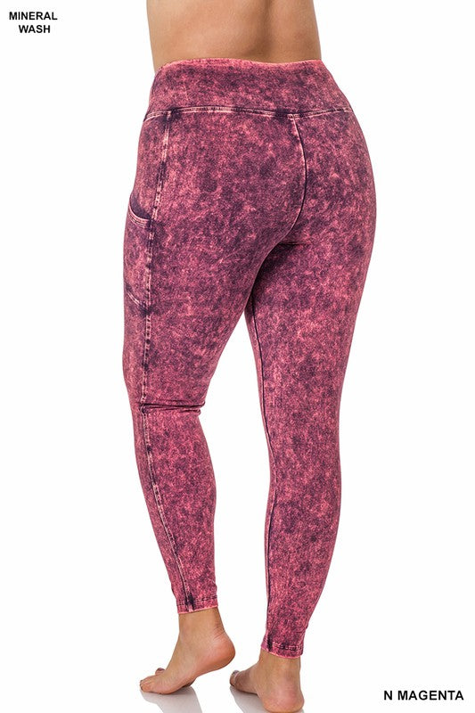 PLUS MINERAL WASH WIDE WAISTBAND FULL LEGGINGS