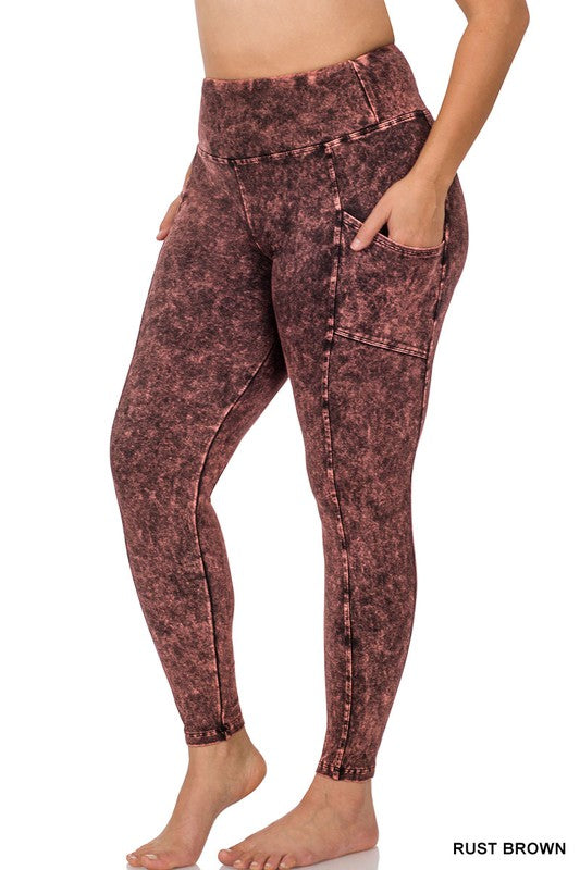 PLUS MINERAL WASH WIDE WAISTBAND FULL LEGGINGS