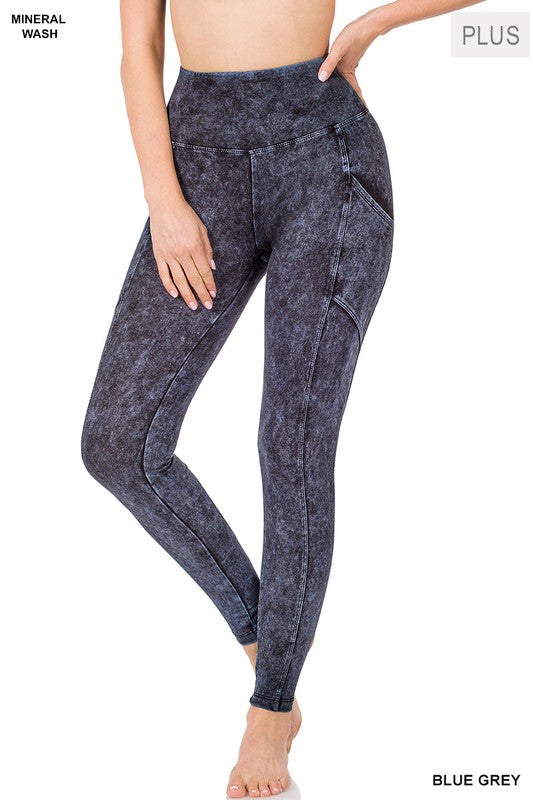 PLUS MINERAL WASH WIDE WAISTBAND FULL LEGGINGS
