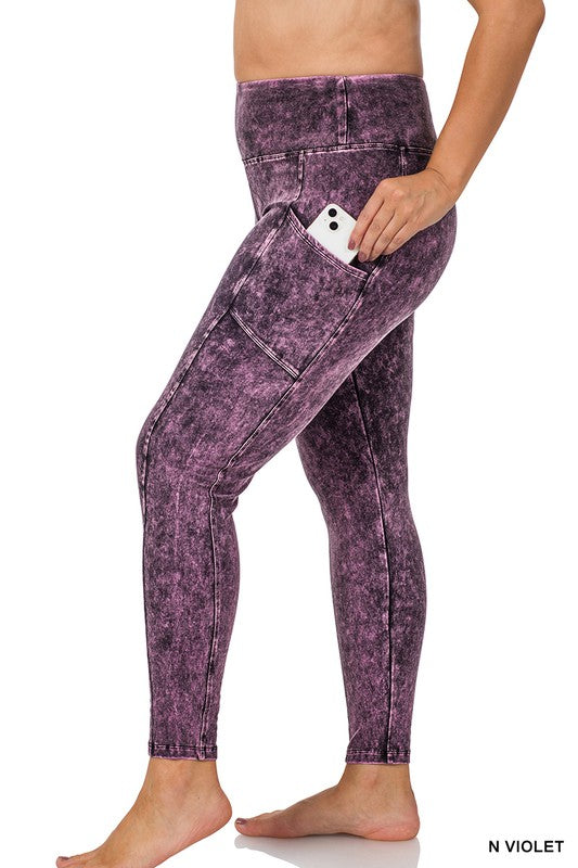 PLUS MINERAL WASH WIDE WAISTBAND FULL LEGGINGS