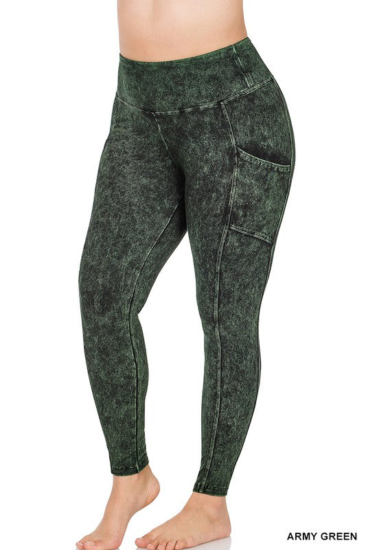 PLUS MINERAL WASH WIDE WAISTBAND FULL LEGGINGS