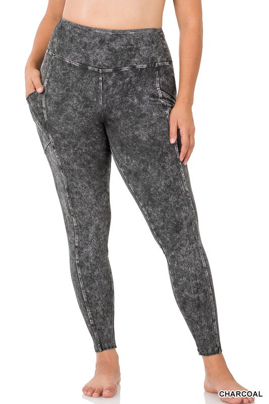 PLUS MINERAL WASH WIDE WAISTBAND FULL LEGGINGS