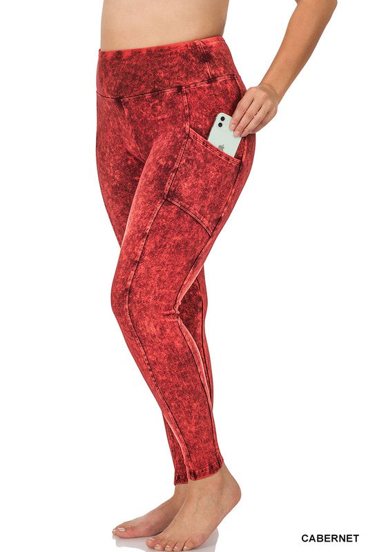 PLUS MINERAL WASH WIDE WAISTBAND FULL LEGGINGS