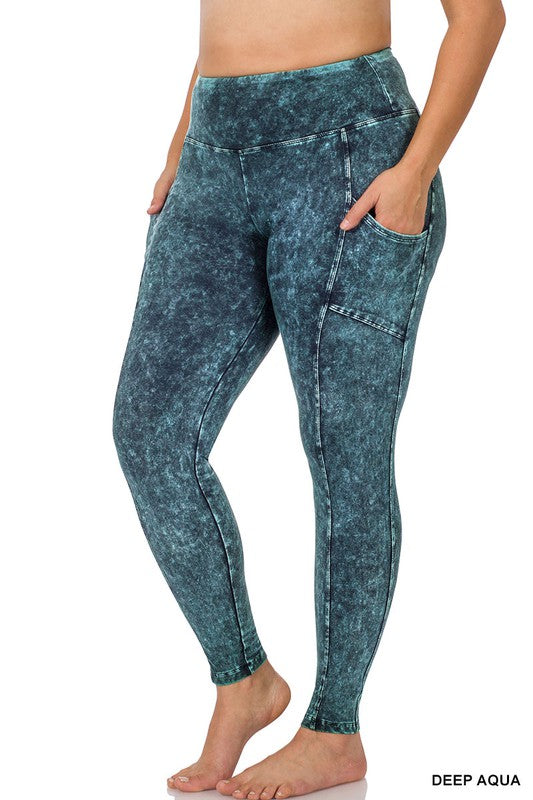 PLUS MINERAL WASH WIDE WAISTBAND FULL LEGGINGS