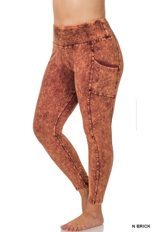PLUS MINERAL WASH WIDE WAISTBAND FULL LEGGINGS