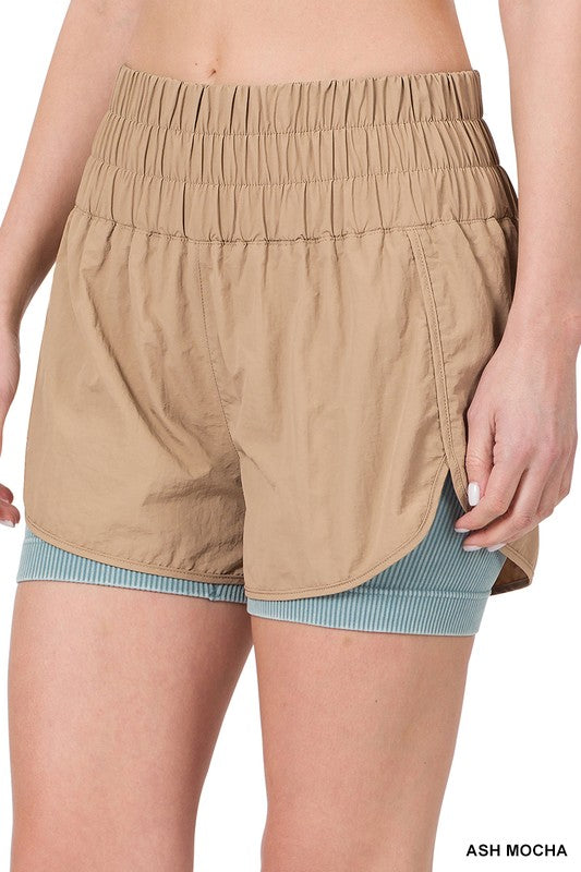 WINDBREAKER SMOCKED WAISTBAND RUNNING SHORTS