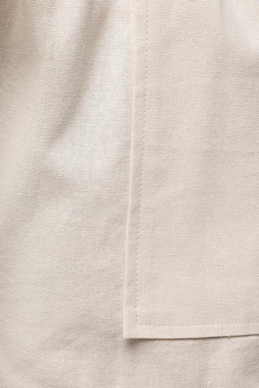Elastic Waist Front Pocket Roll-Up Shorts