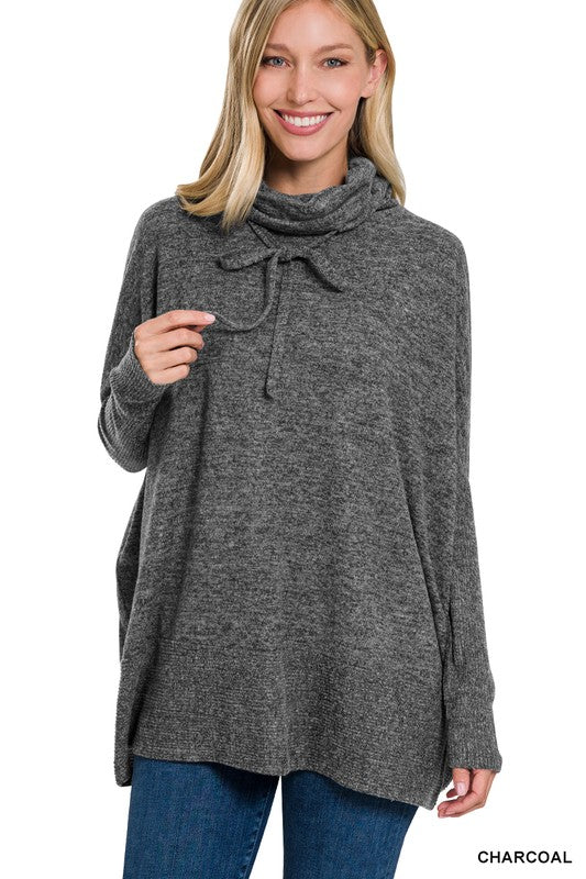 BRUSHED MELANGE HACCI COWL NECK SWEATER