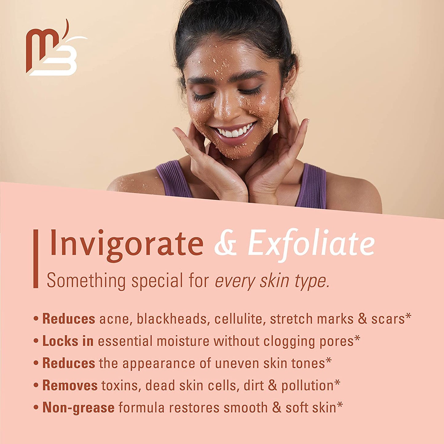 M3 Naturals Himalayan Salt Body Scrub Infused with Collagen and Stem Cell Natural Exfoliating Salt Scrub for Acne Cellulite Deep Cleansing Scars Wrinkles Exfoliate and Moisturize Skin 12 oz