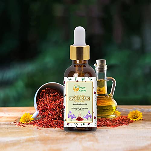 Herbs Botanica Kumkumadi Oil Pure Ayurveda Anti Aging Face Serum, Radiance Glow Serum for use as Face Oil and Face Moisturizer 26 Herbs 30 Ml