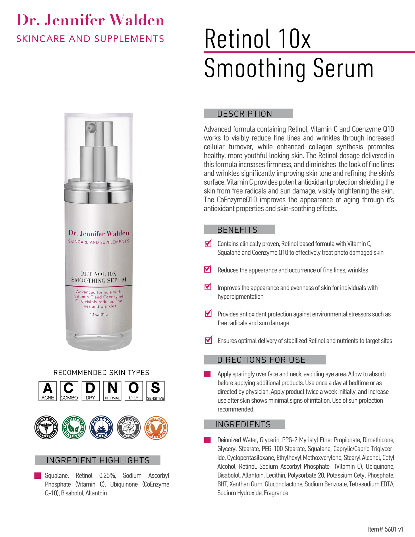 RETINOL 10x SMOOTHING SERUM