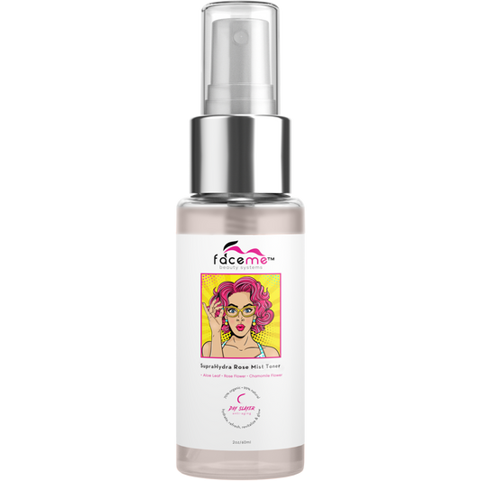 Faceme Witch Hazel Rose Water Mist Facial Toner + Hydration Booster Antioxidants & Botanicals, Refresh & Tone on the go with Aloe Vera. Alcohol Free. All skin types. 2 oz