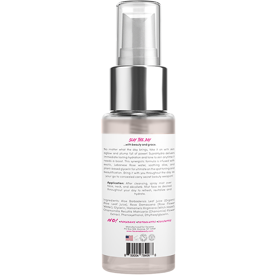 Faceme Witch Hazel Rose Water Mist Facial Toner + Hydration Booster Antioxidants & Botanicals, Refresh & Tone on the go with Aloe Vera. Alcohol Free. All skin types. 2 oz