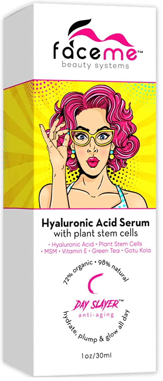 Hyaluronic Acid Serum, 1 Hydrating & Plumping Superpower, Anti-Aging + Youth Promoting- PLUMP, Erase Wrinkles, Increase Elasticity, Boost Collagen with Vitamin C & Plant Stem Cells. 1oz