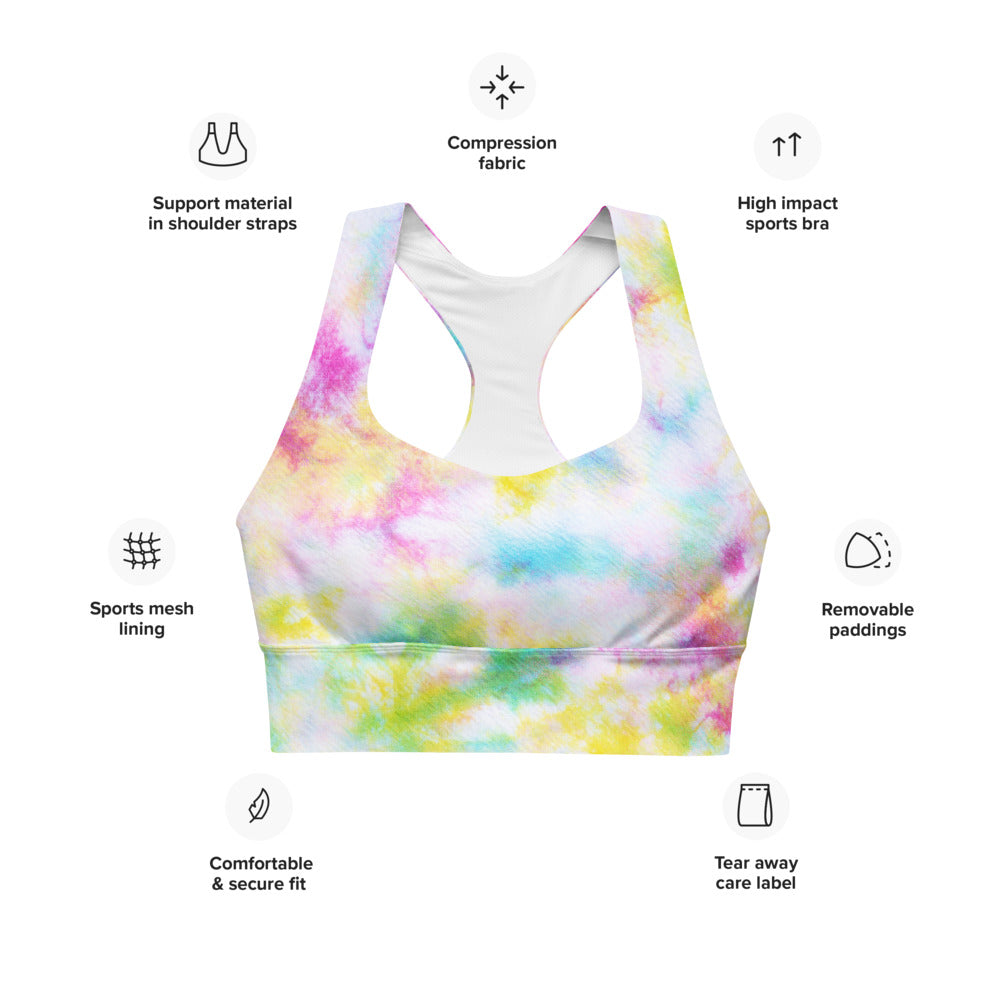 Nikki Rainbow Tie Dye Longline sports bra
