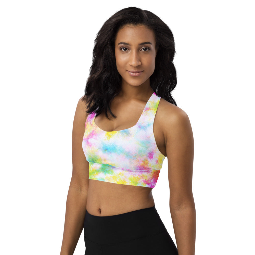 Nikki Rainbow Tie Dye Longline sports bra