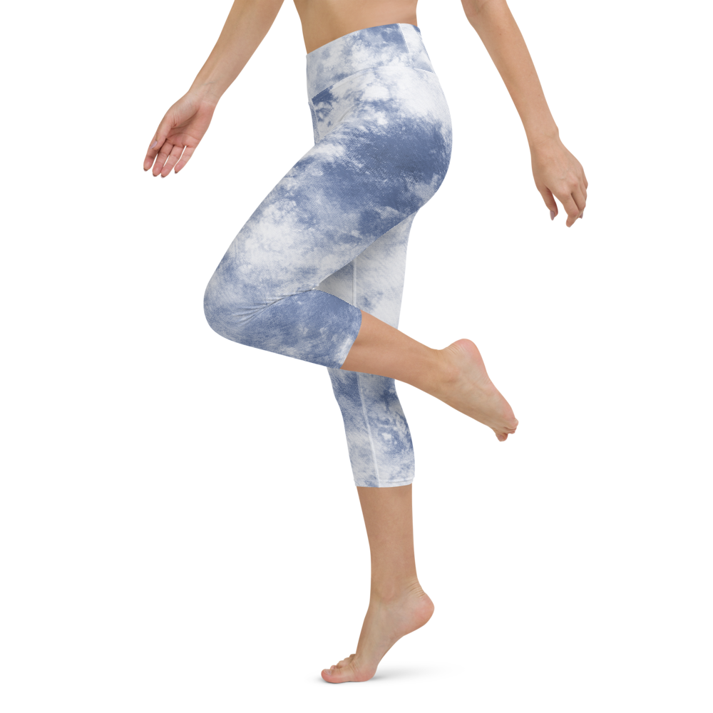Alexa Sky blue Tie Dye Capri Leggings