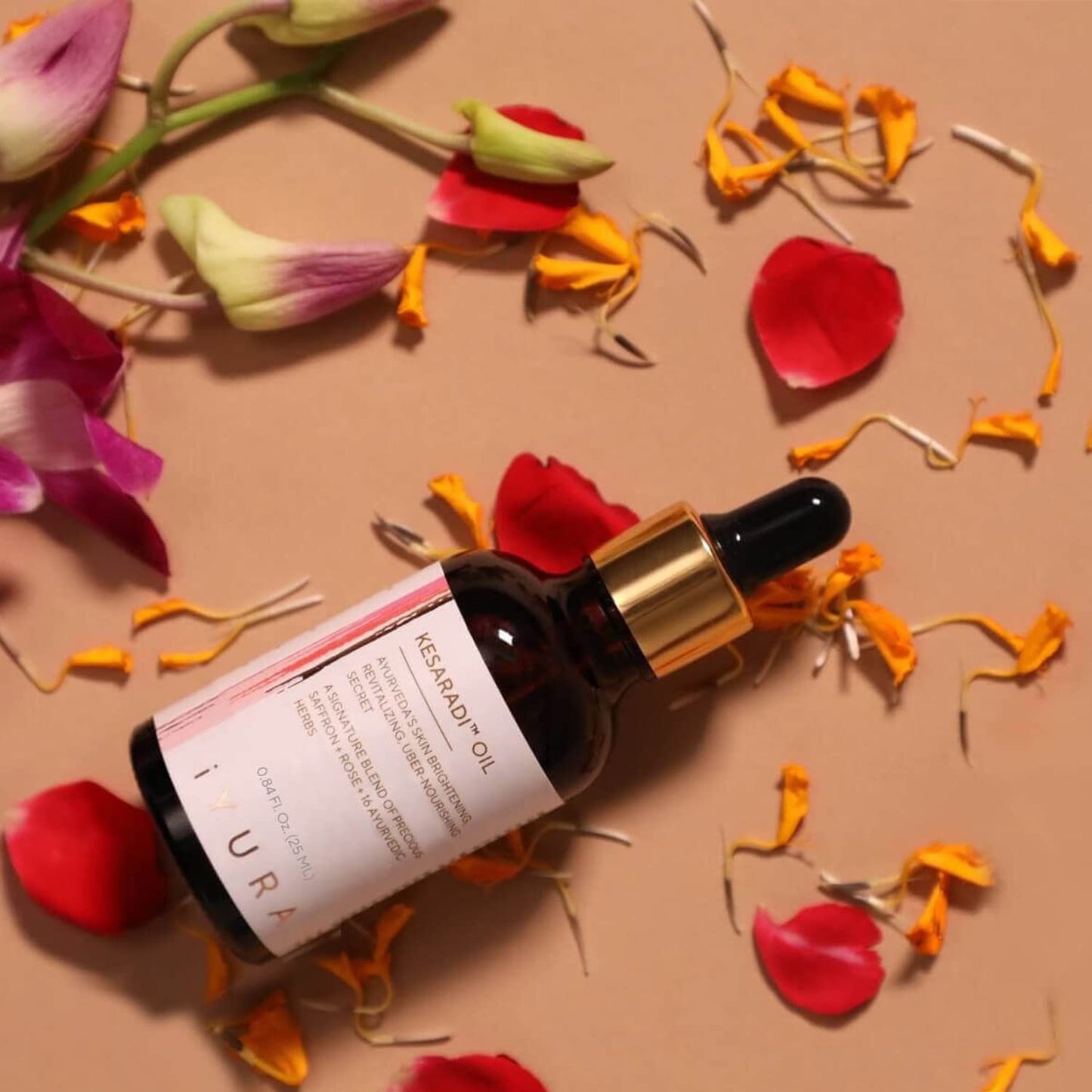 iYURA Kesaradi Face Oil | 100% Natural Ayurvedic Moisturizer for Dry, Sensitive Skin with Saffron, Turmeric & Rose | Reduces Look of Wrinkles 1.69 oz