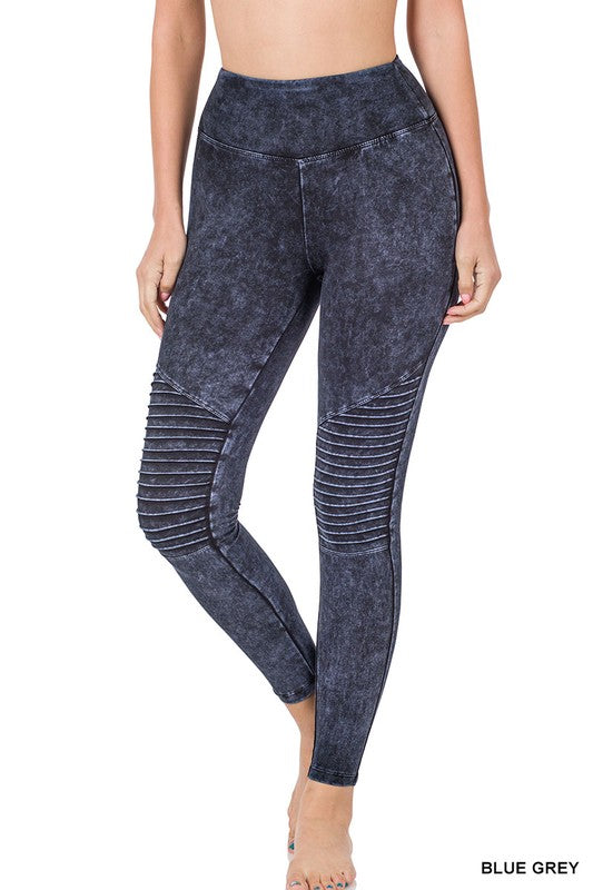MINERAL WASHED WIDE WAISTBAND MOTO LEGGINGS