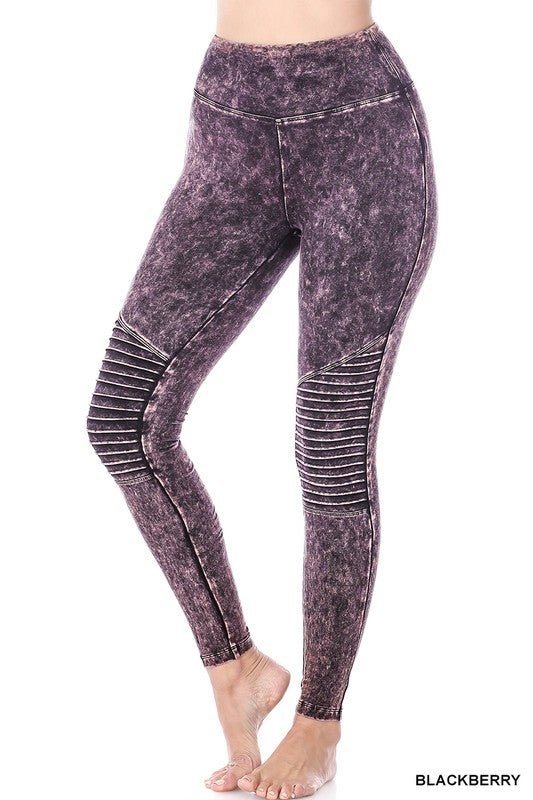 MINERAL WASHED WIDE WAISTBAND MOTO LEGGINGS