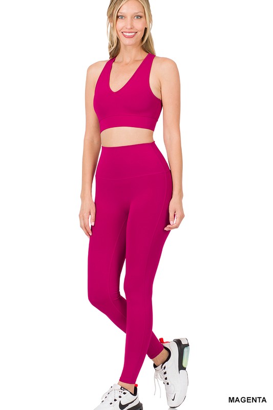ATHLETIC RACERBACK TANK TOP & LEGGINGS SET