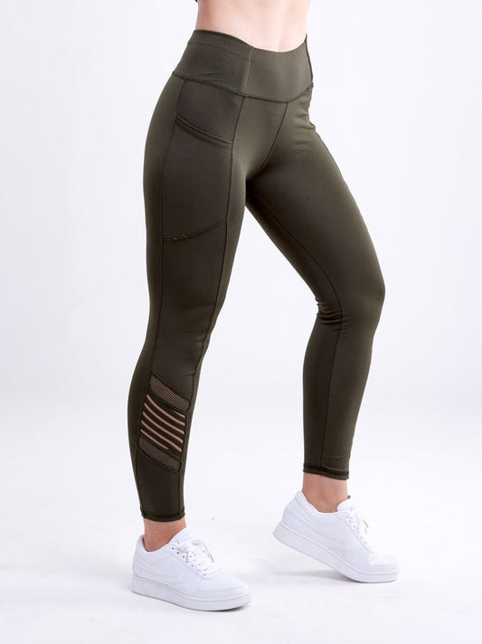 High-Waisted Workout Leggings with Mesh Panels