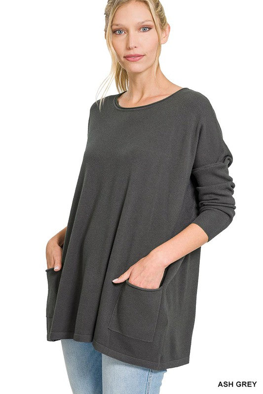 OVERSIZED FRONT POCKET SWEATER