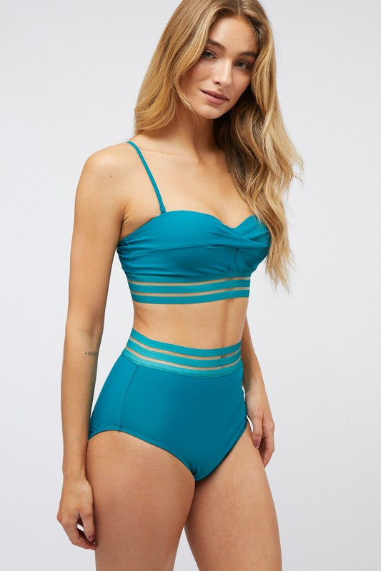 SOLID TWO PIECE SWIMSUIT