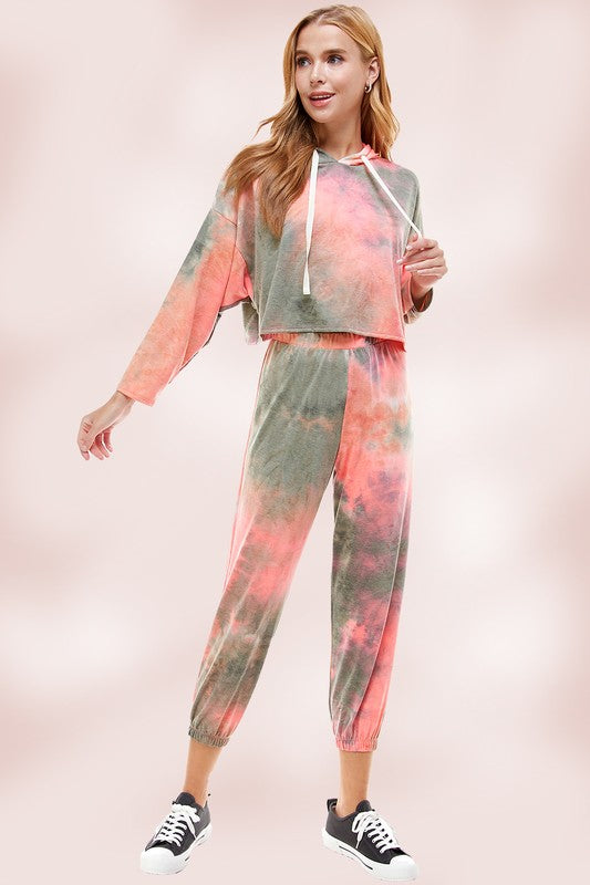 JOGGERS SETS TIE DYED HOODIE JOGGER PANT SET