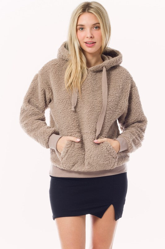 Fuzzy Sherpa Kangaroo Pocket Hoodie Pullover