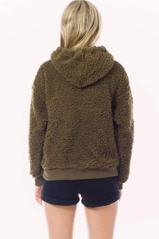 Fuzzy Sherpa Kangaroo Pocket Hoodie Pullover Optimum Zen