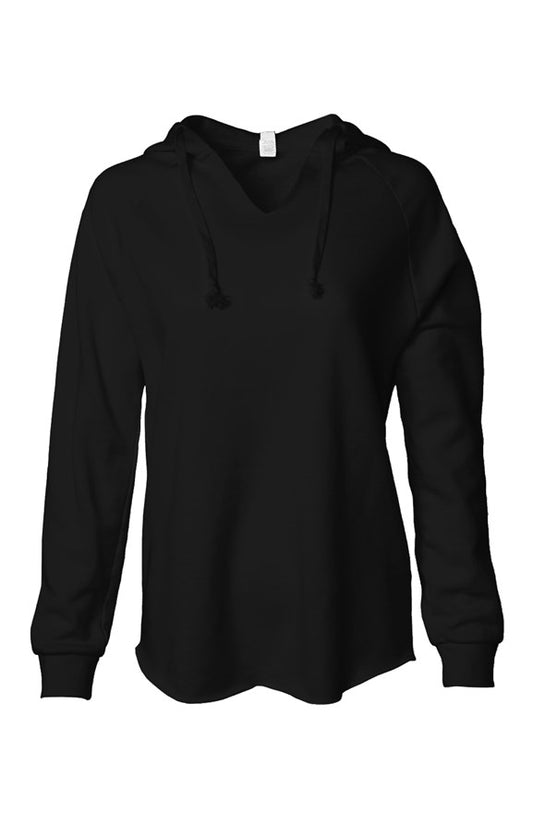 Black Womens Lightweight  Wash Hooded Sweatshirt