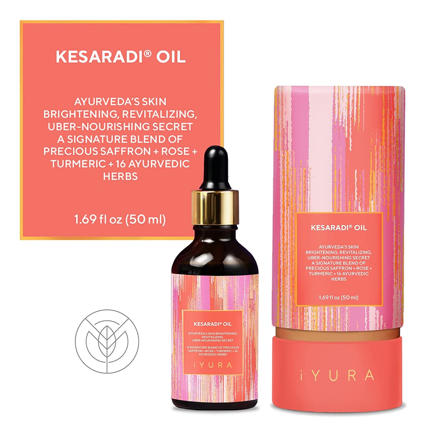 iYURA Kesaradi Face Oil | 100% Natural Ayurvedic Moisturizer for Dry, Sensitive Skin with Saffron, Turmeric & Rose | Reduces Look of Wrinkles 1.69 oz