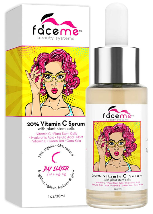 Vitamin C Serum 20% for FACE, Organic & Natural, Supreme Anti-Aging Formula with Super Hydrating Hyaluronic Acid, Plant Stem Cells & Antioxidants. Builds Collagen, Brightens & Fights Wrinkles! 1oz