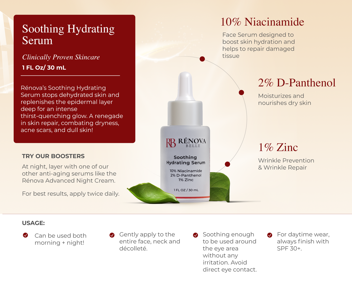 Niacinamide 10% Face Serum + D Panthenol + Zinc | Calming Aging Skin Treatment