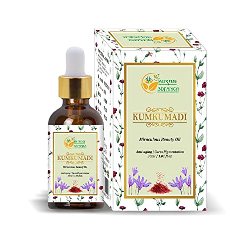 Herbs Botanica Kumkumadi Oil Pure Ayurveda Anti Aging Face Serum, Radiance Glow Serum for use as Face Oil and Face Moisturizer 26 Herbs 30 Ml